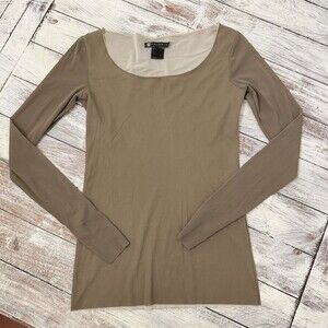 D. Exterior Long-Sleeve Scoop Neck Top in Taupe